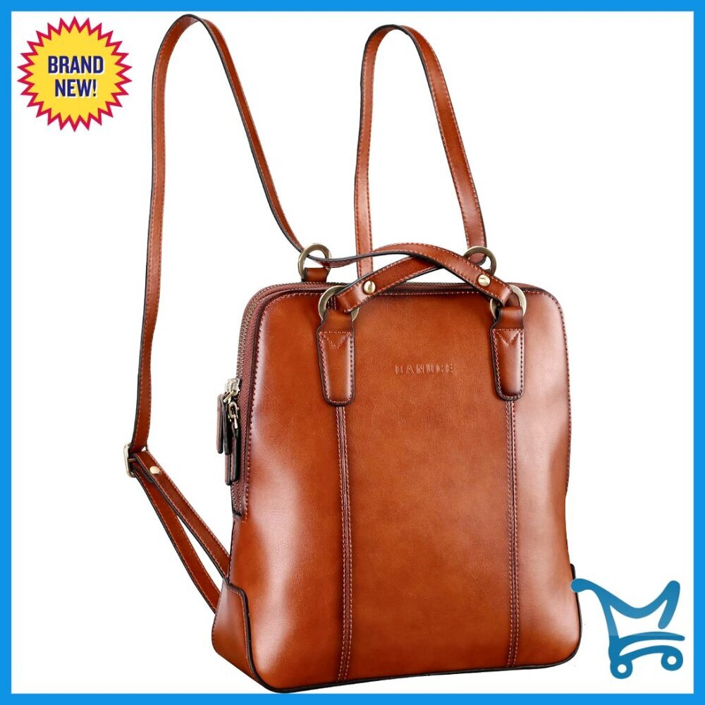 Convertible Leather Backpack Purse for Women with Adjustable Strap Lightweight